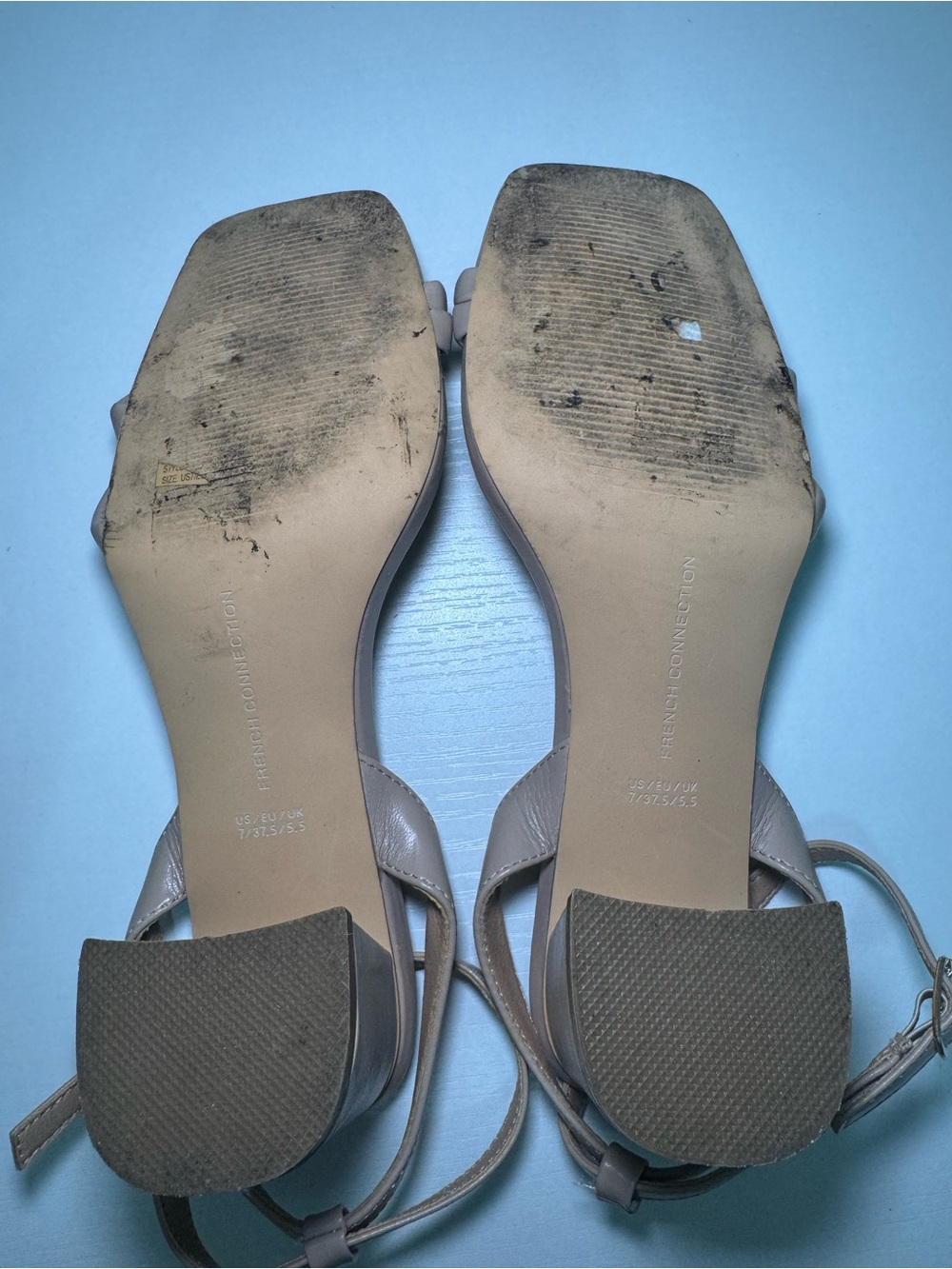 French Connection-Nude Ankle-Strap Block Heel Sandals - Picture 4 of 5